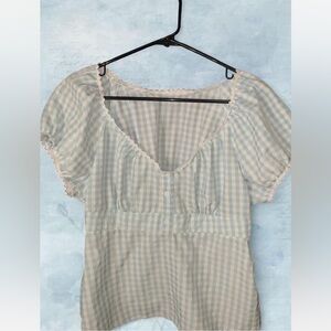 Elegant Blue Checkered Women's Blouse